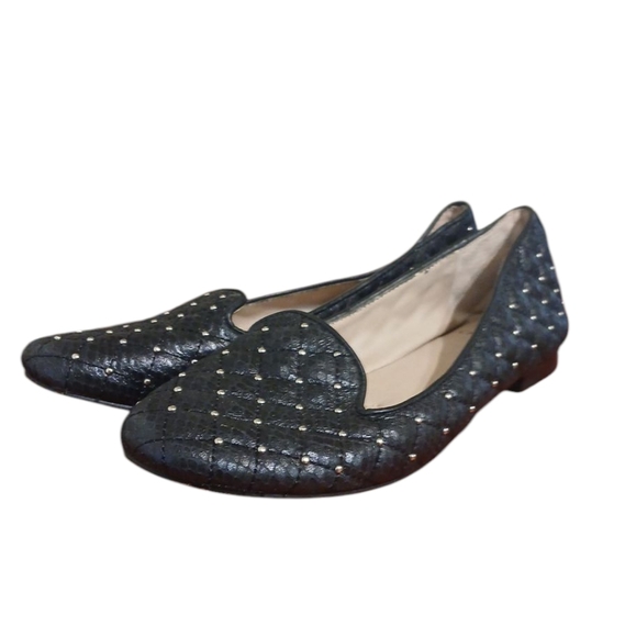 Vince Camuto Black Quilted Studded Flats Loafers Size 8 - Picture 11 of 11